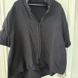 Women's Black Button-Up Top
